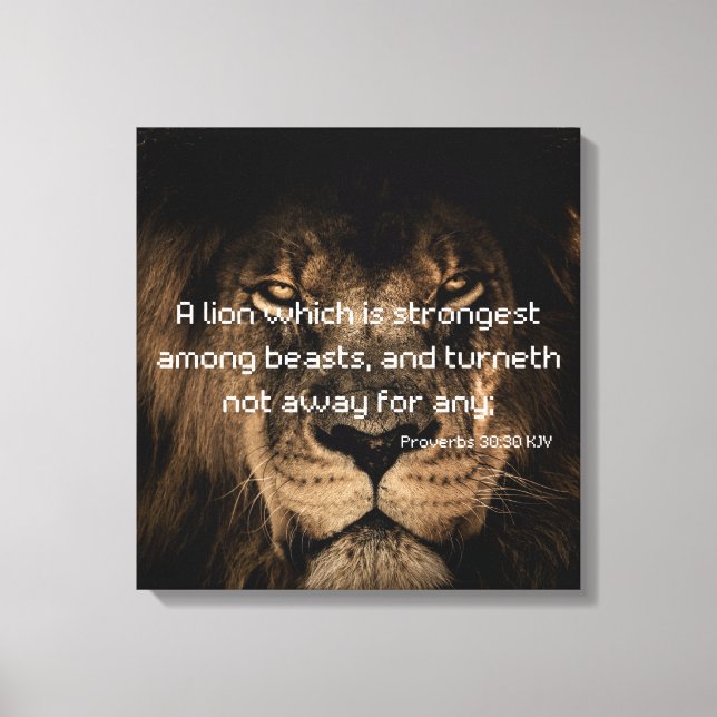 Proverbs 30:30 Bible Verse Lejon Canvas Art (Framsida)