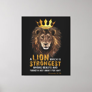 Proverbs 30:30 Bible Verse Lejon Canvas Art