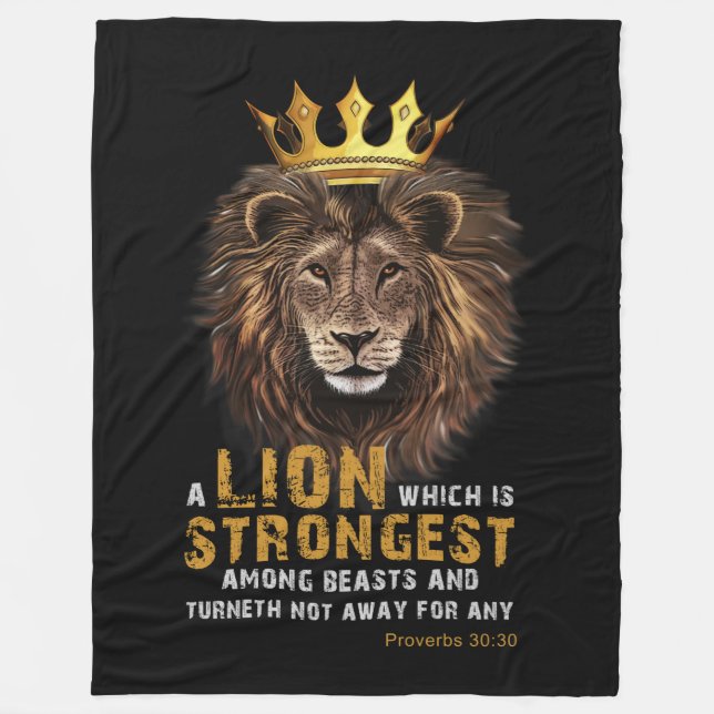 Proverbs 30:30 KJV bibelskriptcitat Fleecefilt (Framsidan)