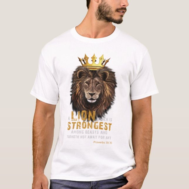 Proverbs 30:30 KJV Bible Scripture Quote Unisex T Shirt (Framsida)