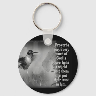 Proverbs 30:5 BIBLE SCRIPTURE with Hummingbird Nyckelring
