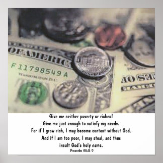 Proverbs 30:8-9 poster