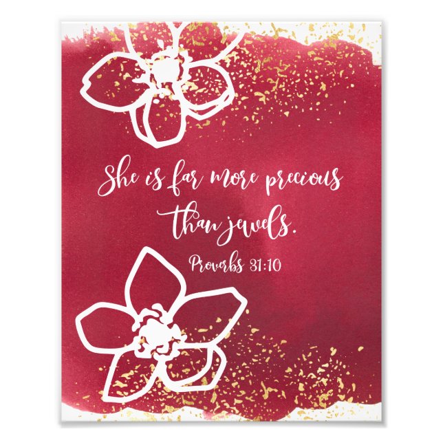 Proverbs 31:10, Ädelement än rubies, Scripture Fototryck (Framsidan)