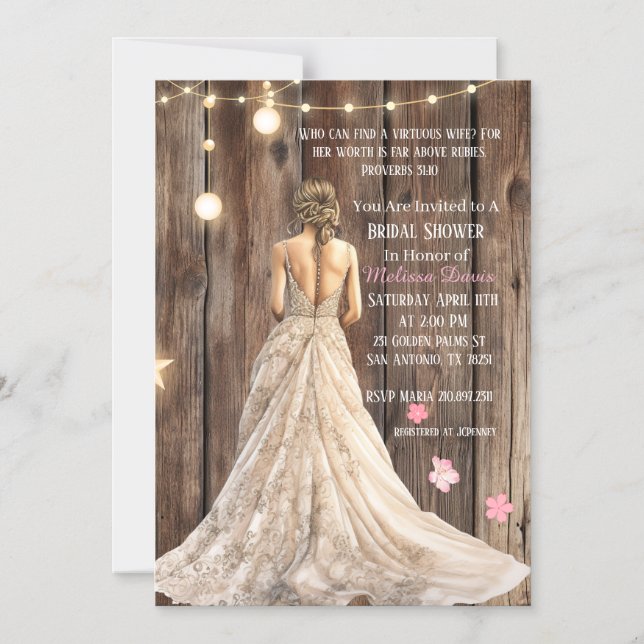 Proverbs 31:10 Bridal Shower Invitation Magnetisk Inbjudningskort (Framsida)
