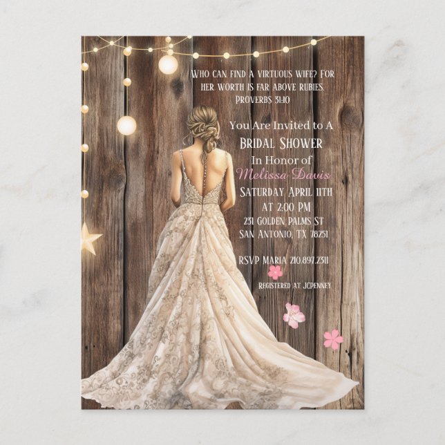 Proverbs 31:10 Bridal Shower Invitation Vykort (Framsida)