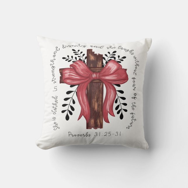 Proverbs 31: 25-31 kudde (Framsida)