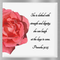 Proverbs 31:25 Anpassningsbar Bible Verse Röd ros