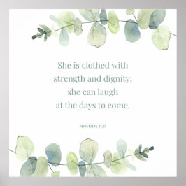 Proverbs 31:25, Bible Verse Print, Strenght Poster