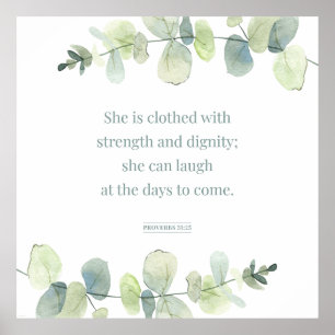 Proverbs 31:25, Bible Verse Print, Strenght Poster