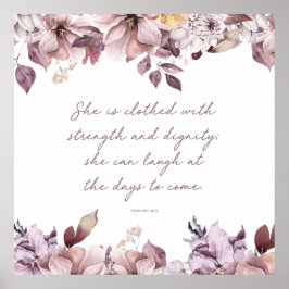 Proverbs 31:25, Bible Verse Print, Strength Poster