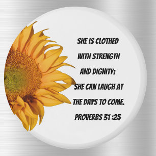 Proverbs 31:25 BibleVerse Halv Sunsphere Christian Magnet