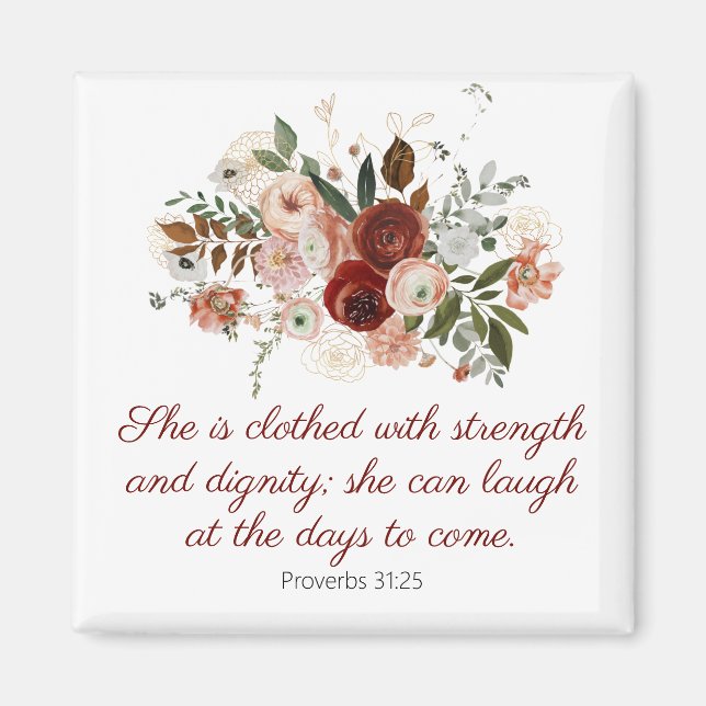 Proverbs 31:25 Blommigt för  Rosa Elegant Magnet (Framsidan)
