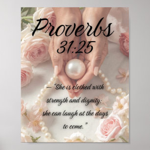 Proverbs 31:25 - Christian Luxury Art Poster