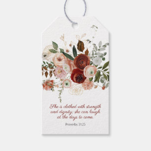 Proverbs 31:25-Elegantens Blommigt Gift-Märkre Presentetikett