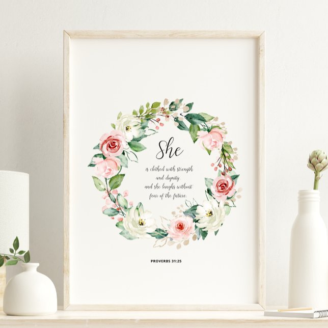 Proverbs 31:25 hon är klädd med Poster styrka (Skapare uppladdad)