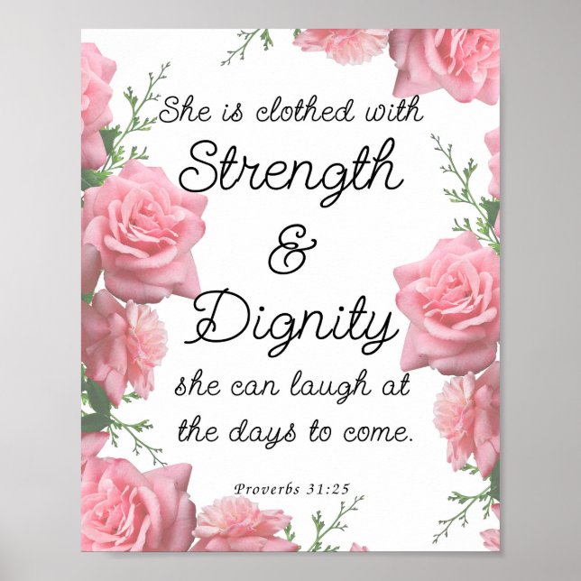 Proverbs 31:25, hon är klädd med styrka poster (Framsidan)