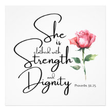Proverbs 31:25 Hon är täckt bibelblomma