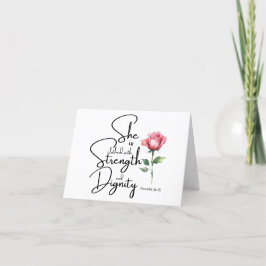 Proverbs 31:25 Hon är täckt bibelblomma Helgkort