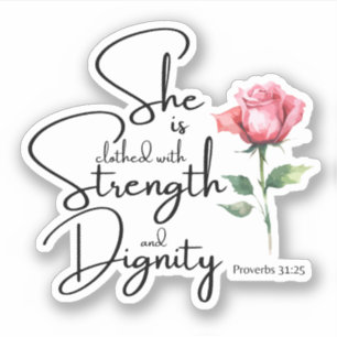 Proverbs 31:25 Hon är täckt bibelblomma Klistermärken