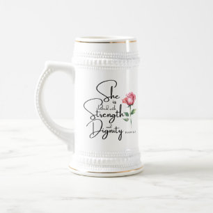 Proverbs 31:25 Hon är täckt bibelblomma Sejdel