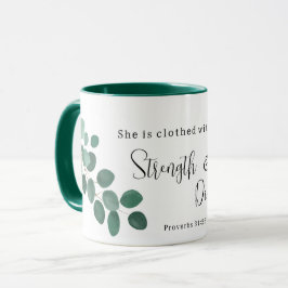 Proverbs 31:25 Inspirational Scripture Eucalyptus Mugg