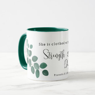 Proverbs 31:25 Inspirational Scripture Eucalyptus Mugg
