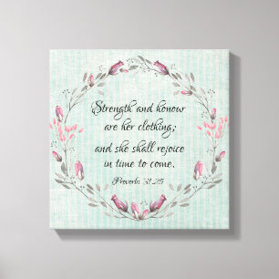 Proverbs 31.25 KJV Bible Verse Canvastryck