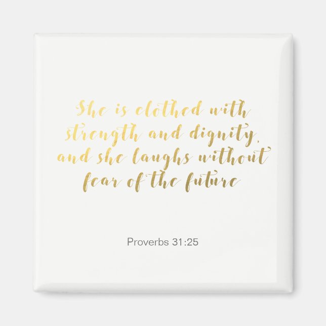Proverbs 31:25 Magnet - Guld Faux Foil (Framsidan)
