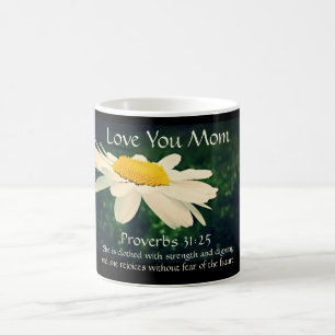 Proverbs 31:25, Mors dag, Vit Daisy Anpassningsbar Kaffemugg