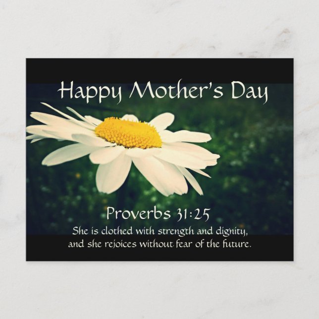 Proverbs 31:25, Mors dag, Vit Daisy Anpassningsbar Vykort (Framsida)