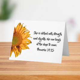 Proverbs 31:25 och Solros Anpassningsbar Bible Ver Kort
