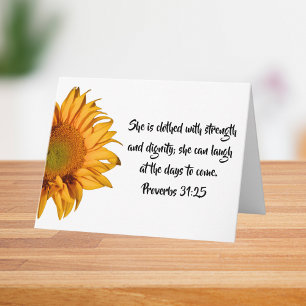 Proverbs 31:25 och Solros Anpassningsbar Bible Ver Kort