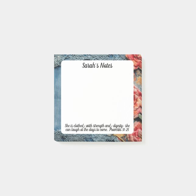 Proverbs 31:25 Post-It Notes Bible Verse Floral  (Framsida)