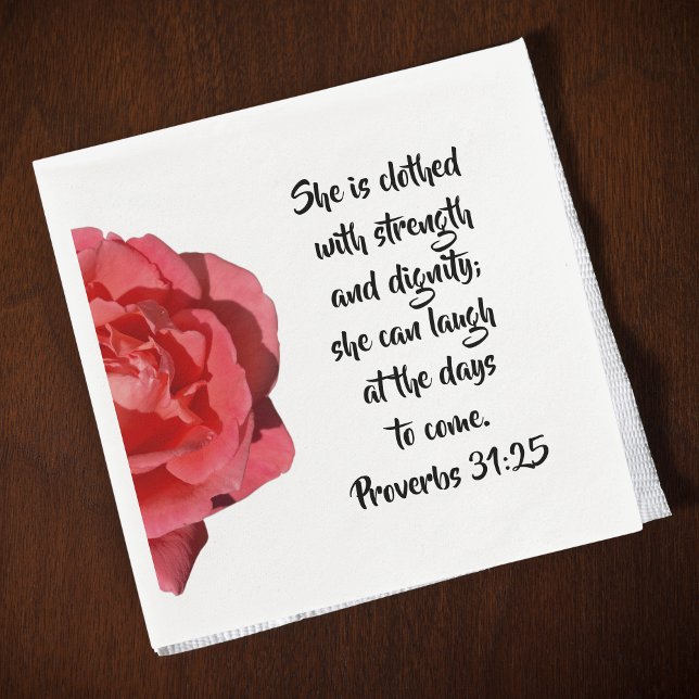 Proverbs 31:25 Red Rose Christian Woman Pappersservett (Skapare uppladdad)