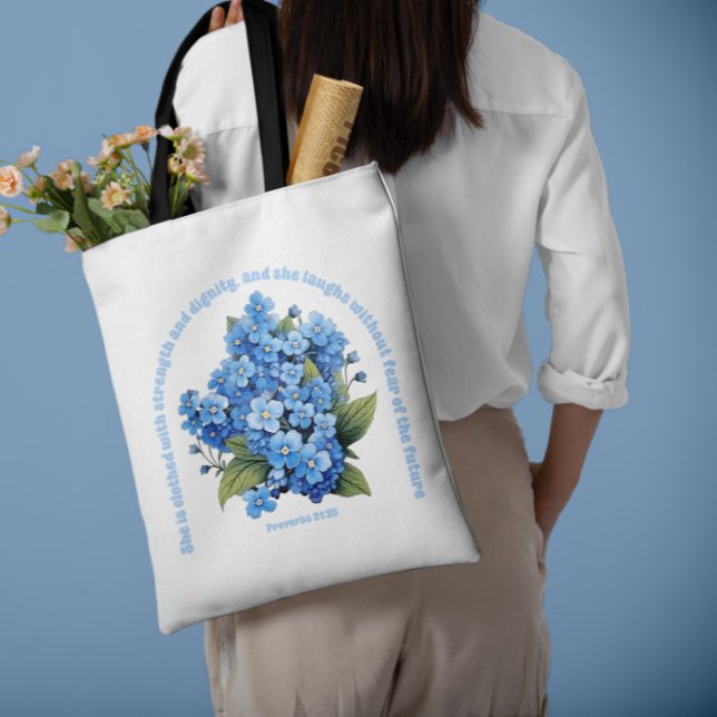 Proverbs 31:25 Righteous Woman Watercolor Tote Bag Tygkasse (Proverbs 31:25 Righteous Woman Watercolor Tote Bag)