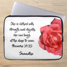Proverbs 31:25 Röd ros Anpassningsbar Bible Verse
