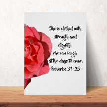 Proverbs 31:25 Röd ros Anpassningsbar Bible Verse