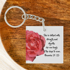 Proverbs 31:25 Röd ros Anpassningsbar Christian