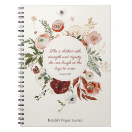 Proverbs 31:25  Rosa Blommigt Prayer Journal Anteckningsbok