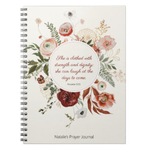 Proverbs 31:25  Rosa Blommigt Prayer Journal Anteckningsbok
