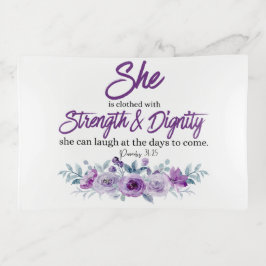 Proverbs 31:25 Sträng och värdighet Lila Flower