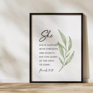 Proverbs 31:25 Strength and Dignity Wall Art Poster