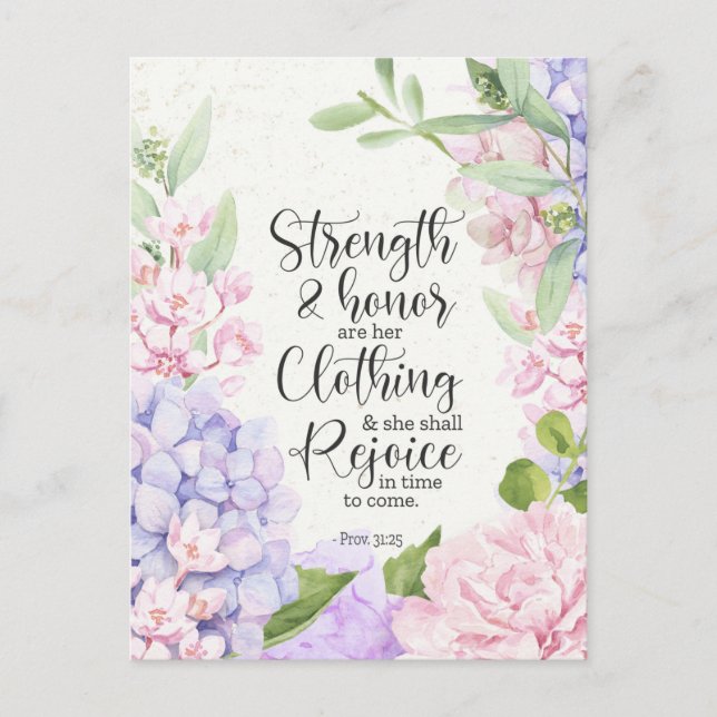 Proverbs 31:25 - Styrka och ärlighet Helg Vykort (Framsida)