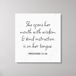 Proverbs 31:26 Bible Verse Marble Glam Canvastryck