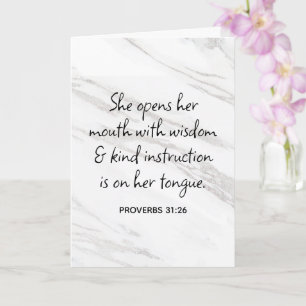 Proverbs 31:26 Bible Verse Marble Glam Kort