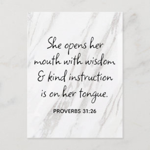 Proverbs 31:26 Bible Verse Marble Glam Vykort