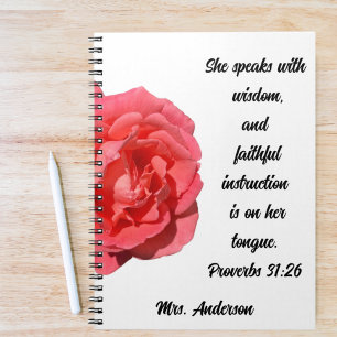 Proverbs 31:26 Christian Teacher-uppskattning Anteckningsbok