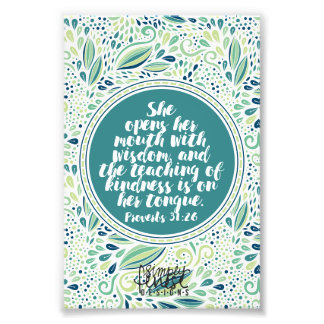 Proverbs 31:26 Lära ut handklossar Fototryck