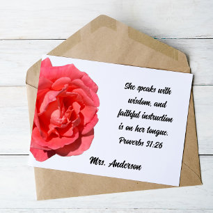 Proverbs 31:26 Tack Wise Christian Woman Kort