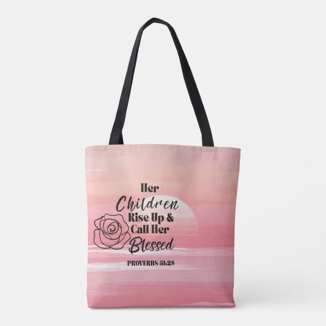 Proverbs 31:28 "Mor" Tote Bag - Ro Design Tygkasse (Baksida)